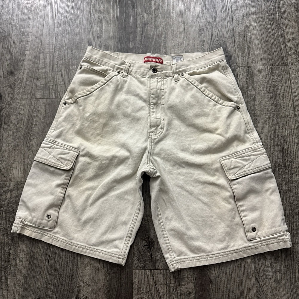 Vintage 90s Y2K UnionBay Baggy Cargo Shorts Tan 35